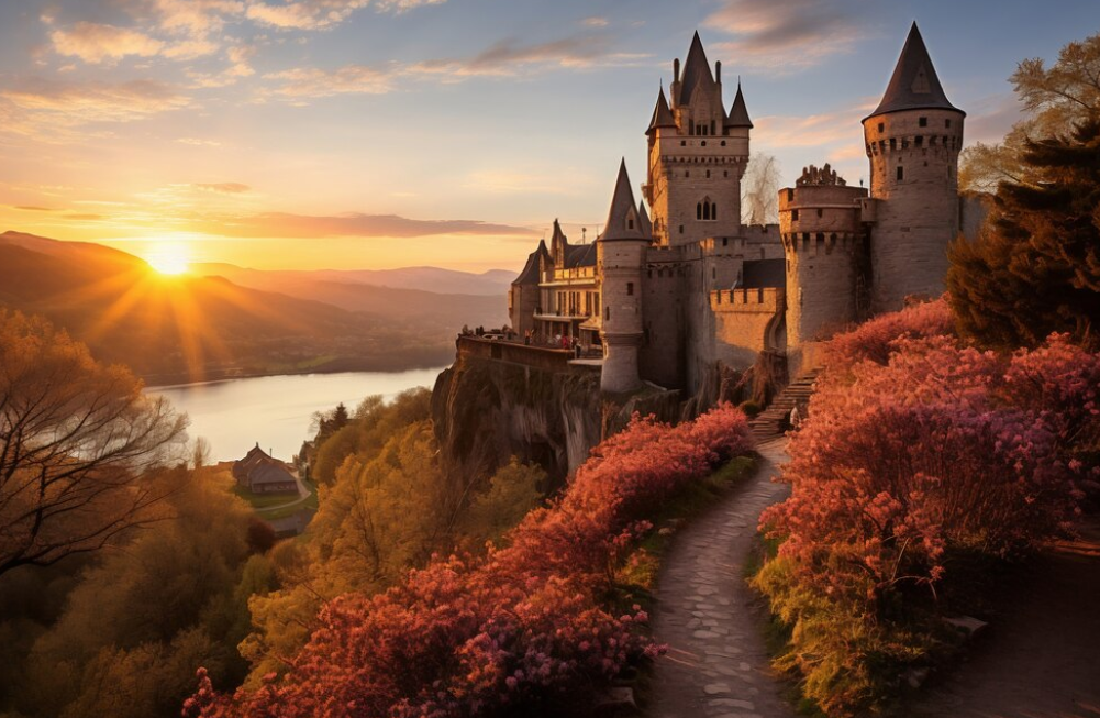 Switzerland Castles Sunset Beauty